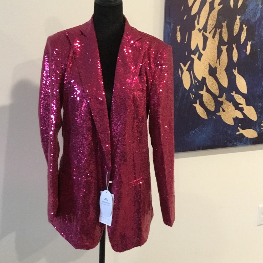 Sequin Blazer Jacket - Pink